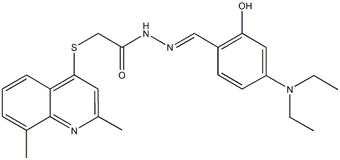 N'-[4-(diethylamino)-2-hydroxybenzylidene]-2-[(2,8-dimethyl-4-quinolinyl)sulfanyl]acetohydrazide 化学構造式