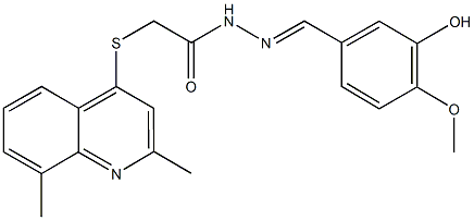 2-[(2,8-dimethyl-4-quinolinyl)sulfanyl]-N'-(3-hydroxy-4-methoxybenzylidene)acetohydrazide Structure