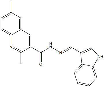 N'-(1H-indol-3-ylmethylene)-2,6-dimethyl-3-quinolinecarbohydrazide 结构式