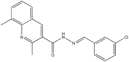 N'-(3-chlorobenzylidene)-2,8-dimethyl-3-quinolinecarbohydrazide,491586-46-0,结构式