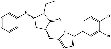 5-{[5-(3-bromo-4-chlorophenyl)-2-furyl]methylene}-3-ethyl-2-(phenylimino)-1,3-thiazolidin-4-one|