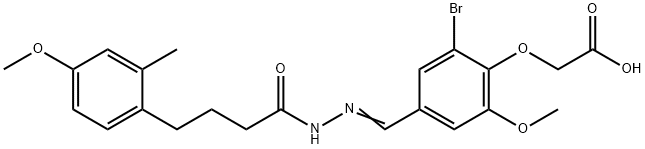 (2-bromo-6-methoxy-4-{2-[4-(4-methoxy-2-methylphenyl)butanoyl]carbohydrazonoyl}phenoxy)acetic acid|