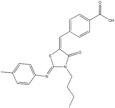 4-({3-butyl-2-[(4-methylphenyl)imino]-4-oxo-1,3-thiazolidin-5-ylidene}methyl)benzoic acid,491586-89-1,结构式