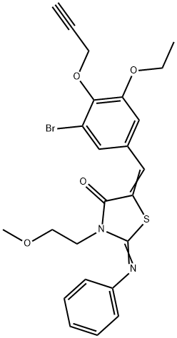 491587-08-7 5-[3-bromo-5-ethoxy-4-(2-propynyloxy)benzylidene]-3-(2-methoxyethyl)-2-(phenylimino)-1,3-thiazolidin-4-one