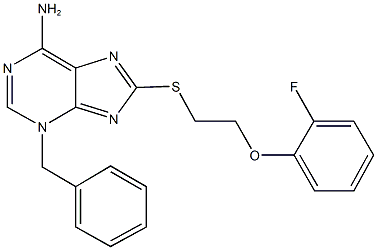3-benzyl-8-{[2-(2-fluorophenoxy)ethyl]sulfanyl}-3H-purin-6-ylamine 结构式