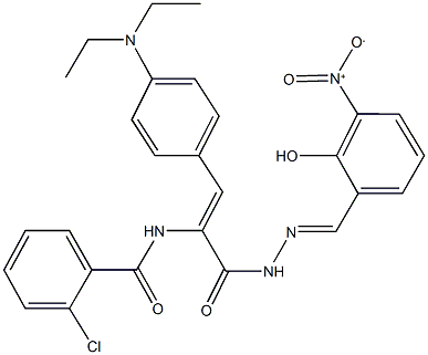 2-chloro-N-{2-[4-(diethylamino)phenyl]-1-[(2-{2-hydroxy-3-nitrobenzylidene}hydrazino)carbonyl]vinyl}benzamide,491596-88-4,结构式