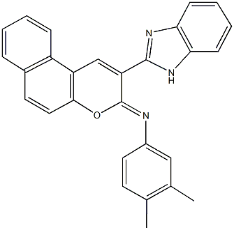 N-[2-(1H-benzimidazol-2-yl)-3H-benzo[f]chromen-3-ylidene]-N-(3,4-dimethylphenyl)amine Struktur