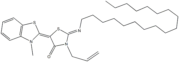 3-allyl-5-(3-methyl-1,3-benzothiazol-2(3H)-ylidene)-2-(octadecylimino)-1,3-thiazolidin-4-one 结构式