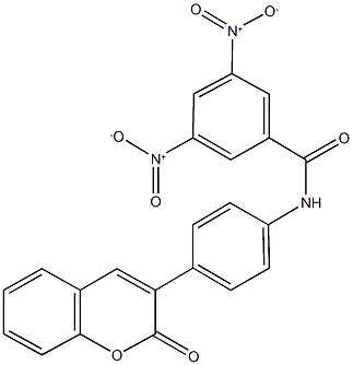 3,5-bisnitro-N-[4-(2-oxo-2H-chromen-3-yl)phenyl]benzamide Struktur