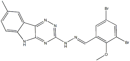 3,5-dibromo-2-(methyloxy)benzaldehyde (8-methyl-5H-[1,2,4]triazino[5,6-b]indol-3-yl)hydrazone,491597-97-8,结构式