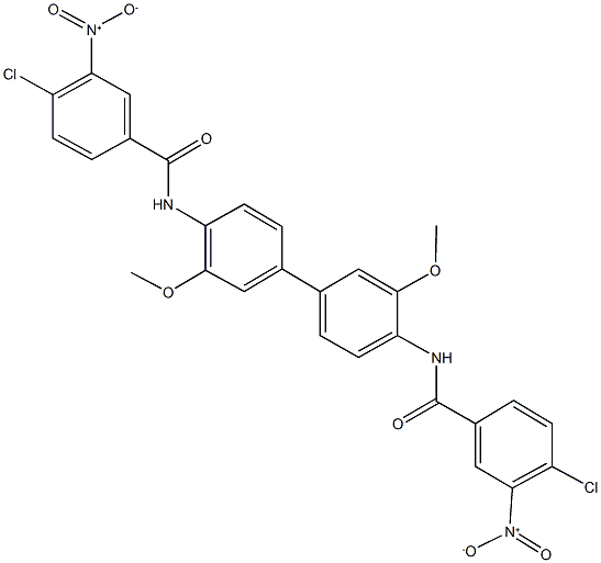 4-chloro-N-[4'-({4-chloro-3-nitrobenzoyl}amino)-3,3'-dimethoxy[1,1'-biphenyl]-4-yl]-3-nitrobenzamide Structure