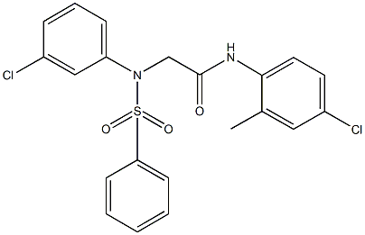 N-(4-chloro-2-methylphenyl)-2-[3-chloro(phenylsulfonyl)anilino]acetamide,491598-75-5,结构式
