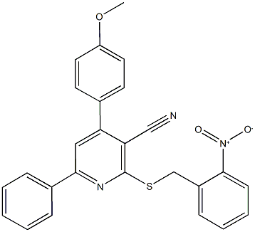 2-({2-nitrobenzyl}sulfanyl)-4-(4-methoxyphenyl)-6-phenylnicotinonitrile 化学構造式