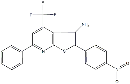 3-amino-2-{4-nitrophenyl}-6-phenyl-4-(trifluoromethyl)thieno[2,3-b]pyridine 结构式