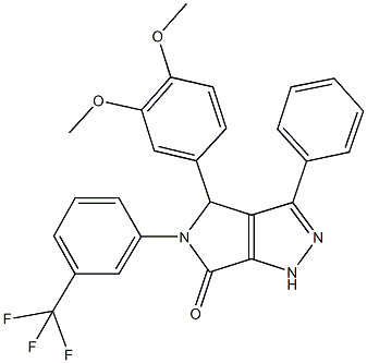 4-(3,4-dimethoxyphenyl)-3-phenyl-5-[3-(trifluoromethyl)phenyl]-4,5-dihydropyrrolo[3,4-c]pyrazol-6(1H)-one 结构式