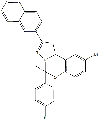 9-bromo-5-(4-bromophenyl)-5-methyl-2-naphthalen-2-yl-1,10b-dihydropyrazolo[1,5-c][1,3]benzoxazine 结构式