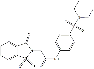 N-{4-[(diethylamino)sulfonyl]phenyl}-2-(1,1-dioxido-3-oxo-1,2-benzisothiazol-2(3H)-yl)acetamide Struktur