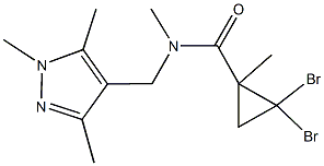 2,2-dibromo-N,1-dimethyl-N-[(1,3,5-trimethyl-1H-pyrazol-4-yl)methyl]cyclopropanecarboxamide,491828-55-8,结构式