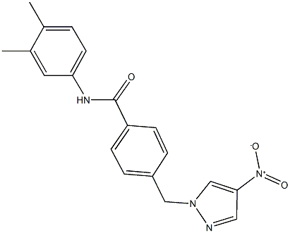 N-(3,4-dimethylphenyl)-4-({4-nitro-1H-pyrazol-1-yl}methyl)benzamide 化学構造式