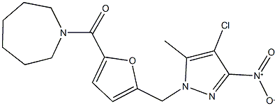 1-[5-({4-chloro-3-nitro-5-methyl-1H-pyrazol-1-yl}methyl)-2-furoyl]azepane 结构式