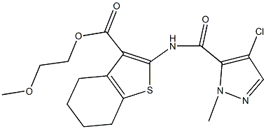 2-methoxyethyl 2-{[(4-chloro-1-methyl-1H-pyrazol-5-yl)carbonyl]amino}-4,5,6,7-tetrahydro-1-benzothiophene-3-carboxylate|