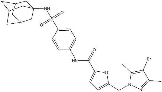 N-{4-[(1-adamantylamino)sulfonyl]phenyl}-5-[(4-bromo-3,5-dimethyl-1H-pyrazol-1-yl)methyl]-2-furamide Struktur