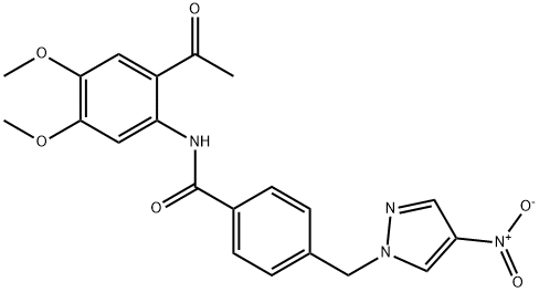 N-(2-acetyl-4,5-dimethoxyphenyl)-4-({4-nitro-1H-pyrazol-1-yl}methyl)benzamide,491829-37-9,结构式