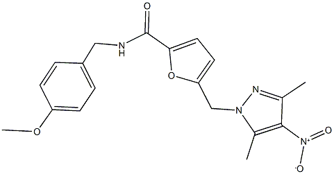 5-({4-nitro-3,5-dimethyl-1H-pyrazol-1-yl}methyl)-N-(4-methoxybenzyl)-2-furamide 结构式