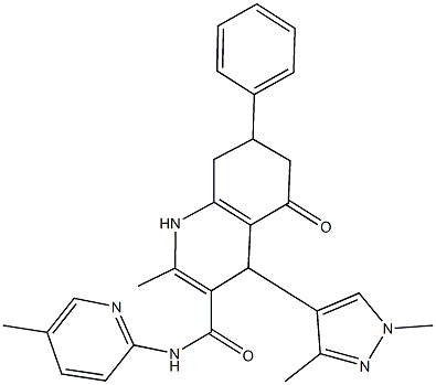 4-(1,3-dimethyl-1H-pyrazol-4-yl)-2-methyl-N-(5-methylpyridin-2-yl)-5-oxo-7-phenyl-1,4,5,6,7,8-hexahydroquinoline-3-carboxamide 结构式