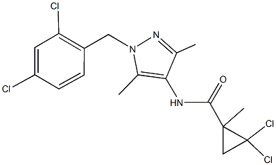 2,2-dichloro-N-[1-(2,4-dichlorobenzyl)-3,5-dimethyl-1H-pyrazol-4-yl]-1-methylcyclopropanecarboxamide 化学構造式