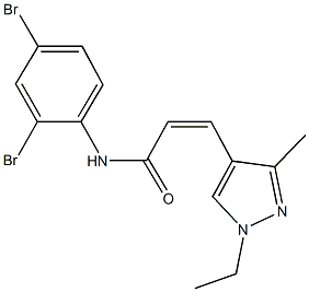 N-(2,4-dibromophenyl)-3-(1-ethyl-3-methyl-1H-pyrazol-4-yl)acrylamide Struktur