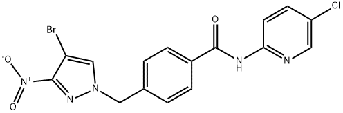 4-({4-bromo-3-nitro-1H-pyrazol-1-yl}methyl)-N-(5-chloro-2-pyridinyl)benzamide,491830-64-9,结构式
