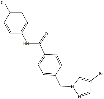 4-[(4-bromo-1H-pyrazol-1-yl)methyl]-N-(4-chlorophenyl)benzamide 结构式