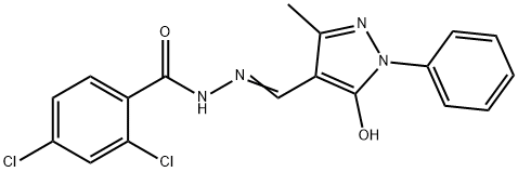 2,4-dichloro-N'-[(5-hydroxy-3-methyl-1-phenyl-1H-pyrazol-4-yl)methylene]benzohydrazide Struktur
