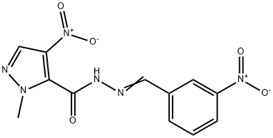 4-nitro-N'-{3-nitrobenzylidene}-1-methyl-1H-pyrazole-5-carbohydrazide Struktur