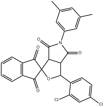 1-(2,4-dichlorophenyl)-5-(3,5-dimethylphenyl)-3a,6a-dihydrosprio[1H-furo[3,4-c]pyrrole-3,2'-(1'H)-indene]-1',3',4,6(2'H,3H,5H)-tetrone Struktur