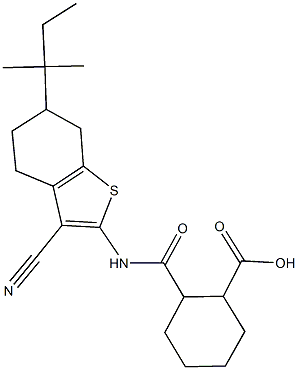 2-{[(3-cyano-6-tert-pentyl-4,5,6,7-tetrahydro-1-benzothien-2-yl)amino]carbonyl}cyclohexanecarboxylic acid 化学構造式