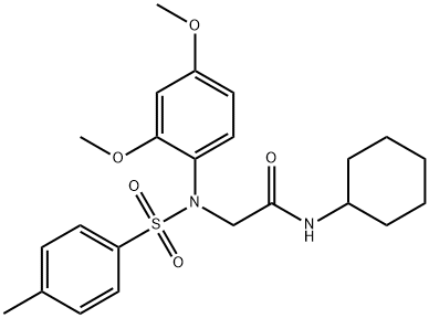 N-cyclohexyl-2-{2,4-dimethoxy[(4-methylphenyl)sulfonyl]anilino}acetamide Struktur
