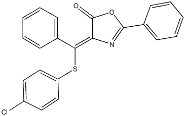 4-[[(4-chlorophenyl)sulfanyl](phenyl)methylene]-2-phenyl-1,3-oxazol-5(4H)-one 结构式