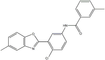 N-[4-chloro-3-(5-methyl-1,3-benzoxazol-2-yl)phenyl]-3-methylbenzamide 化学構造式