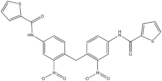 N-(3-nitro-4-{2-nitro-4-[(2-thienylcarbonyl)amino]benzyl}phenyl)-2-thiophenecarboxamide Struktur