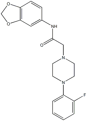 N-(1,3-benzodioxol-5-yl)-2-[4-(2-fluorophenyl)-1-piperazinyl]acetamide 化学構造式