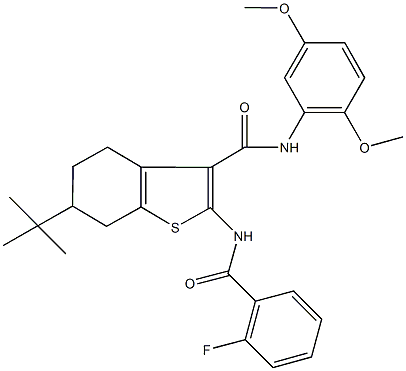 6-tert-butyl-N-(2,5-dimethoxyphenyl)-2-[(2-fluorobenzoyl)amino]-4,5,6,7-tetrahydro-1-benzothiophene-3-carboxamide|