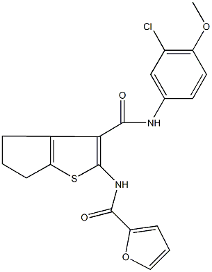 N-{3-[(3-chloro-4-methoxyanilino)carbonyl]-5,6-dihydro-4H-cyclopenta[b]thien-2-yl}-2-furamide Structure