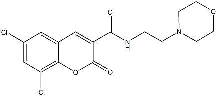 6,8-dichloro-N-[2-(4-morpholinyl)ethyl]-2-oxo-2H-chromene-3-carboxamide Struktur