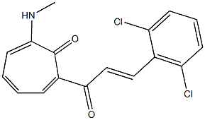 2-[3-(2,6-dichlorophenyl)acryloyl]-7-(methylamino)-2,4,6-cycloheptatrien-1-one Struktur