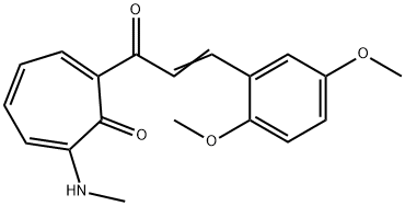 2-[3-(2,5-dimethoxyphenyl)acryloyl]-7-(methylamino)-2,4,6-cycloheptatrien-1-one Structure