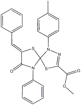 methyl 7-benzylidene-1-(4-methylphenyl)-8-oxo-9-phenyl-4,6-dithia-1,2,9-triazaspiro[4.4]non-2-ene-3-carboxylate 结构式