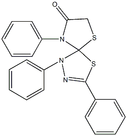 1,3,9-triphenyl-4,6-dithia-1,2,9-triazaspiro[4.4]non-2-en-8-one,491875-37-7,结构式