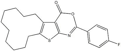 2-(4-fluorophenyl)-5,6,7,8,9,10,11,12,13,14-decahydro-4H-cyclododeca[4,5]thieno[2,3-d][1,3]oxazin-4-one,491875-43-5,结构式